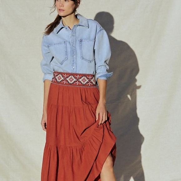 Anthropologie Dresses & Skirts - Anthropologie Beaded Maxi Skirt In Orange